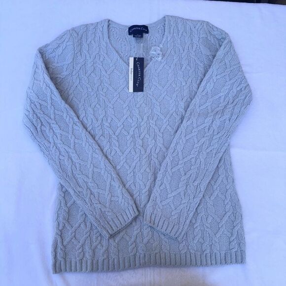 Charter Club Womens Wool Angora Cable Knit Sweater Vintage Size SP - Picture 9 of 12